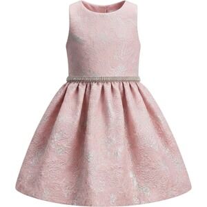 Iris & Ivy Girls Size 6 Dress Pink Floral Brocade Beaded Waist Holiday Party Bow